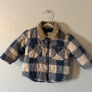 Baby GAP Kids Plaid Jean Jacket - Blue and Tan